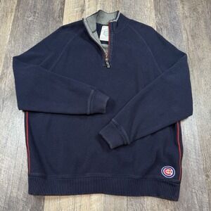 Tommy Bahama Chicago Cubs 1/4 Zip Rain Check Sweater Mens Small Navy MLB Wrigley
